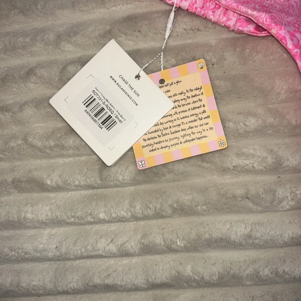 Kulani Kinis Bikini Electric Sunshine Bottom & Invisible Underwire Top Pink NWT